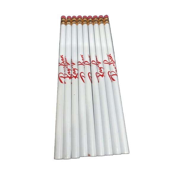 Rayban Pencils 9pc White Color With Red Great For School Or Collectibles - Picture 1 of 4